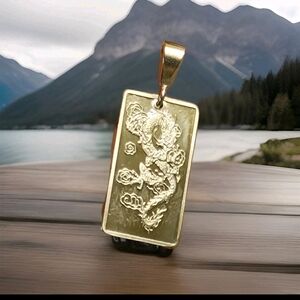 Vintage - Dragon Pendant - 28x11mm - Unisex Jewelery - 925 Sterling Silver